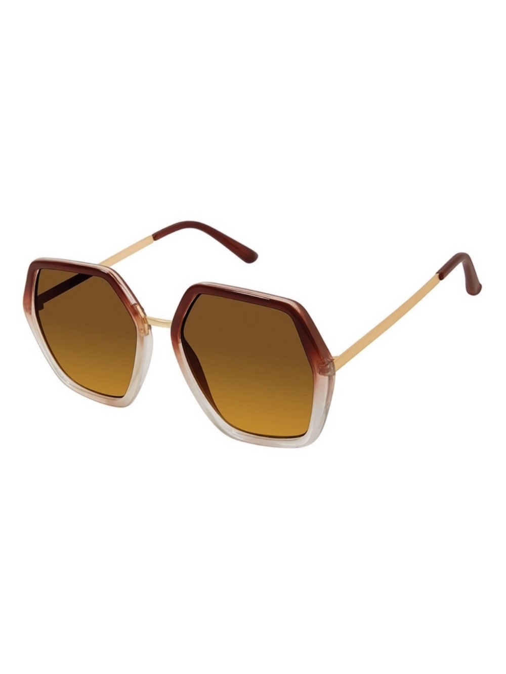 Brown Ombré Oversize Geometric Sunglasses Laundry by Design